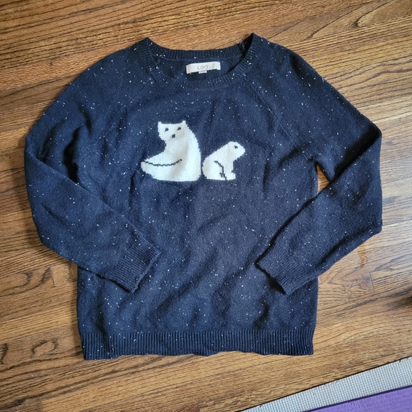LOFT Sweaters - LOFT Navy Blue Sweater with Polar Bears (size S)
